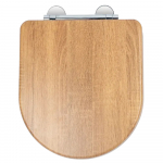 Croydex Levico D Flexi-Fit Soft Close Quick Release Wooden Toilet Seat & Cover Teak Effect With Chrome Hinges WL610286H