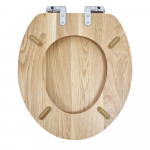 Heritage Bathrooms Soft Close Quick Release Toilet Seat & Cover Oak Finish With Chrome Hinges TSOAK101SC