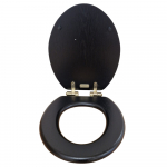 Heritage Bathrooms Soft Close Quick Release Toilet Seat & Cover Black With Brushed Brass Hinges TSBLA104SC
