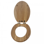 Heritage Bathrooms Soft Close Quick Release Toilet Seat & Cover Oak With Vintage Gold Hinges TSOAK100SC