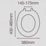 Celmac Emerald Standard Close Toilet Seat & Cover With Plastic Bottom Fix Hinge Black SEM11BL