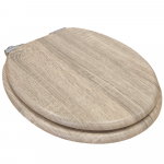 Pura Wyndham Soft Close Chrome Hinge Toilet Seat & Cover Oak S10142-OAK
