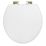 Imperial Bathrooms Astoria Deco Windsor Soft Close Toilet Seat & Cover White With Brushed Nickel Hinges XT50000510NSB