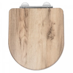 Croydex Varese D Flexi-Fix Soft Close Quick Release Wooden Toilet Seat & Cover Grey Oak Effect With Chrome Hinges WL610131H