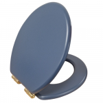 Heritage Bathrooms Soft Close Quick Release Toilet Seat & Cover Maritime Blue With Brushed Brass Hinges TSMBL104SC