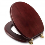 Croydex Mahogany Effect Standard Close Solid Wood Toilet Seat & Cover With Brass Hinges WL515202