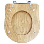 Choice S50 Solid Wood Sandwich Style Standard Close Toilet Seat & Cover Natural Oak With Chrome Hinges CHOICE-SW-S50