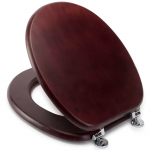 Choice Standard Close Solid Wood Mahogany Effect Toilet Seat & Cover With Chrome Hinges CH.506349