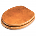 Croydex Antique Pine Effect Standard Close Solid Wood Toilet Seat & Cover With Brass Hinges WL515002