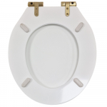 Tavistock Vitoria Soft Close Wooden Toilet Seat & Cover White With Brass Hinges TS850WSCB-SF