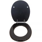 Eastbrook Sherwood Soft Close Toilet Seat & Cover Black With Chrome Hinges Gloss 34.01201