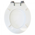Tavistock Vitoria Soft Close Wooden Toilet Seat & Cover White With Chrome Hinges TS850WSC-SF