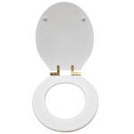 Tavistock Vitoria Soft Close Wooden Toilet Seat & Cover White With Brass Hinges TS850WSCB-SF
