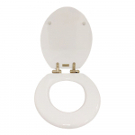 Heritage Bathrooms Soft Close Quick Release Toilet Seat & Cover White Gloss With Brushed Brass Hinges TSWGL104SC