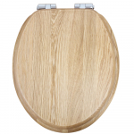 Heritage Bathrooms Soft Close Quick Release Toilet Seat & Cover Oak Finish With Chrome Hinges TSOAK101SC