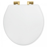 Imperial Bathrooms Astoria Deco Windsor Soft Close Toilet Seat & Cover White With Brushed Brass Hinges XT50000610NSB