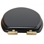 Heritage Bathrooms Soft Close Quick Release Toilet Seat & Cover Black With Brushed Brass Hinges TSBLA104SC