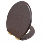 Heritage Bathrooms Soft Close Quick Release Toilet Seat & Cover Walnut With Brushed Brass Hinges TSWAL104SSC
