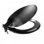 Celmac Saxon Standard Close Toilet Seat & Cover Black With Stainless Steel Bottom Fix Hinge SSA12BL