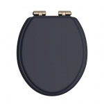 Heritage Bathrooms Soft Close Quick Release Toilet Seat & Cover Maritime Blue With Vintage Gold Hinges TSMID100SC