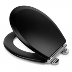 Croydex Lene Flexi-Fix Soft Close Quick Release Wooden Toilet Seat & Cover Matt Black WL601121H