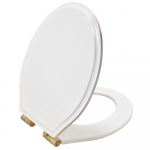 Tavistock Vitoria Soft Close Wooden Toilet Seat & Cover White With Brass Hinges TS850WSCB-SF