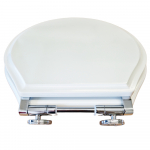 Tavistock Vitoria Soft Close Wooden Toilet Seat & Cover White With Chrome Hinges TS850WSC-SF