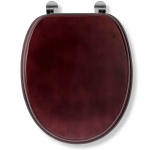 Choice Standard Close Solid Wood Mahogany Effect Toilet Seat & Cover With Chrome Hinges CH.506349