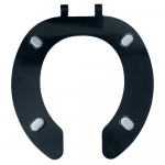 Celmac Crescent Adult A Standard Close Toilet Seat Only With Stainless Steel Bar Hinge Black SCR5QBL