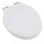Tavistock Vitoria Soft Close Wooden Toilet Seat & Cover White With Brass Hinges TS850WSCB-SF