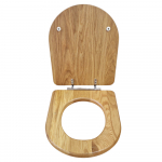 Choice S50 Solid Wood Sandwich Style Standard Close Toilet Seat & Cover Natural Oak With Chrome Hinges CHOICE-SW-S50