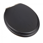 Heritage Bathrooms Soft Close Quick Release Toilet Seat & Cover Black With Vintage Gold Hinges TSBLA100SC