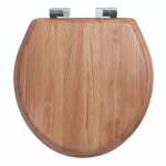 Imperial Bathrooms Astoria Deco Windsor Soft Close Toilet Seat & Cover Natural Oak With Chrome Hinges XT50000120NSB