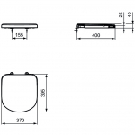 Ideal Standard Tempo Short Projection Soft Close Toilet Seat & Cover White T679901