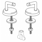 Pressalit Dania 982 Universal Bottom Fix Toilet Seat Hinge Set B47P999