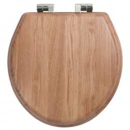 Imperial Bathrooms Astoria Deco Windsor Soft Close Toilet Seat & Cover Natural Oak With Polished Nickel Hinges XT50000320NSB