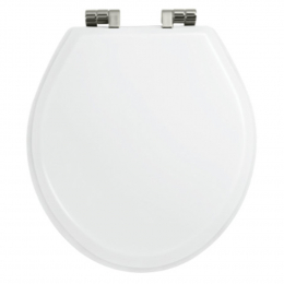 Imperial Bathrooms Astoria Deco Oval Soft Close Toilet Seat & Cover White With Polished Nickel Hinges XX50008310NSB
