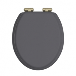 Heritage Bathrooms Soft Close Quick Release Toilet Seat & Cover Graphite With Brushed Brass Hinges TSGRA104SC