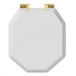Imperial Bathrooms Astoria Original Soft Close Toilet Seat & Cover White With Brushed Brass Hinges XA50000610NSB