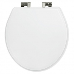 Imperial Bathrooms Astoria Deco Windsor Soft Close Toilet Seat & Cover White With Polished Nickel Hinges XT50000310NSB