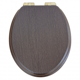 Heritage Bathrooms Soft Close Quick Release Toilet Seat & Cover Walnut With Brushed Brass Hinges TSWAL104SSC
