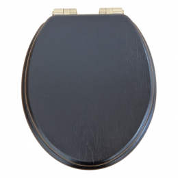 Heritage Bathrooms Soft Close Quick Release Toilet Seat & Cover Black With Brushed Brass Hinges TSBLA104SC