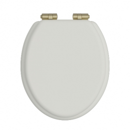 Heritage Bathrooms Soft Close Quick Release Toilet Seat & Cover Chantilly With Brushed Brass Hinges TSCHA104SC
