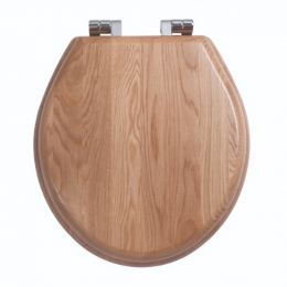 Imperial Bathrooms Astoria Deco Oval Soft Close Toilet Seat & Cover Natural Oak With Chrome Hinges XX50008120NSB