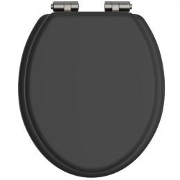 Heritage Bathrooms Soft Close Quick Release Toilet Seat & Cover Black With Brushed Nickel Hinges TSBLA103SC