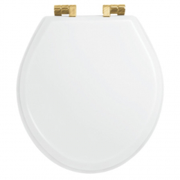 Imperial Bathrooms Astoria Deco Oval Soft Close Toilet Seat & Cover White With Brushed Brass Hinges XX50008610NSB
