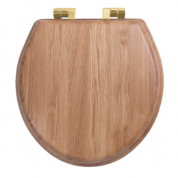 Imperial Bathrooms Astoria Deco Windsor Soft Close Toilet Seat & Cover Natural Oak With Brushed Brass Hinges XT50000620NSB