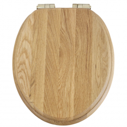 Heritage Bathrooms Soft Close Quick Release Toilet Seat & Cover Oak With Brushed Brass Hinges TSOAK104SC