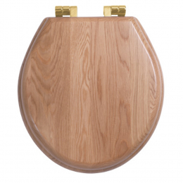 Imperial Bathrooms Astoria Deco Oval Soft Close Toilet Seat & Cover Natural Oak With Brushed Brass Hinges XX50008620NSB