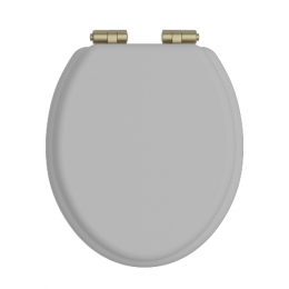 Heritage Bathrooms Soft Close Quick Release Toilet Seat & Cover Dove Grey With Brushed Brass Hinges TSDGR104SC